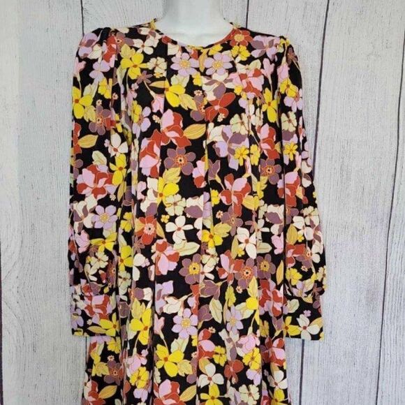 Women's Long Sleeve Floral Mini Dress XS - Picture 1 of 5